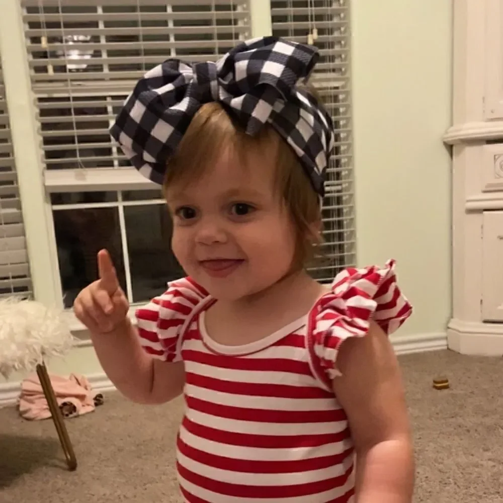 92. Girls Red/White Stripe drawstring Romper